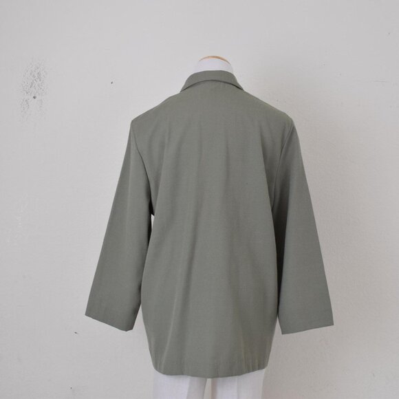 Vintage 80s Sage Green Lightweight Blazer by Briggs size 14P‎ - Picture 3 of 10